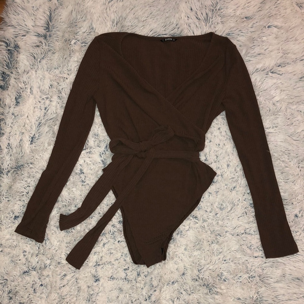 Wrap BodySuit with Tie : Deep V